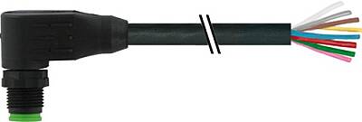 7005-17021-6641000 M12 male 90° A-cod. with cable Lite PUR 8x0.34 bk UL/CSA+drag ch. 10m - 1