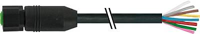 7005-17041-6640200 M12 female 0° A-cod. with cable Lite PUR 8x0.34 bk UL/CSA+drag ch. 2m - 1