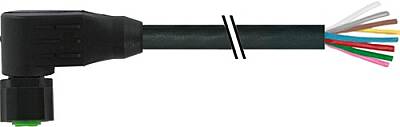 7005-17061-6072000 M12 female 90° A-cod. with cable Lite PVC 8x0.25 bk UL/CSA 20m - 1