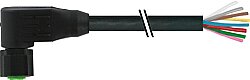 7005-17061-6641000 M12 female 90° A-cod. with cable Lite PUR 8x0.34 bk UL/CSA+drag ch. 10m