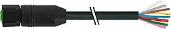7005-17241-7270300 M12 female 0° A-cod. with cable Lite PUR 2x2x0.25+0.25+2x0.5 shielded bk 3m