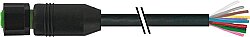 7005-19041-7021000 M12 female 0° A-cod. with cable Lite PVC 12x0.14 bk 10m