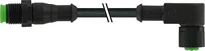 7005-40141-6350200 M12 male 0° / M12 female 90° A-cod. Lite PUR 5x0.34 bk UL/CSA+drag ch. 2m - 1