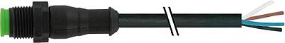 7006-12021-6140015 M12 male 0° A-cod. with cable Lite PVC 4x0.34 bk UL/CSA 0.15m - 1
