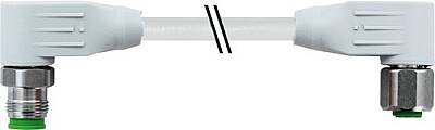 7014-46061-5220030 M12 male 90° / M12 female 90° A-cod. shielded F&B PVC 0.5+0.25 shielded gy 0.3m - 1