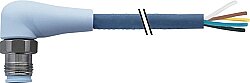 7024-12121-3391000 M12 male 90° A-cod. with cable F&B Pro TPE-S 5x0.34 bu UL robot+drag ch. 10m