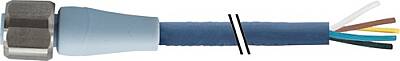 7024-12241-3391200 M12 female 0° A-cod. with cable F&B Pro TPE-S 5x0.34 bu UL robot+drag ch. 12m - 1