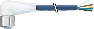 7024-12441-3391000 M12 female 90° A-cod. with cable LED F&B Pro TPE-S 5x0.34 bu UL robot+drag ch. 10m - 1