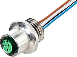 7024-13561-9750020 M12 female recept. A-cod. front F&B Pro PUR-wires 5x0.34 0.2m