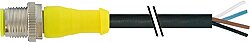 7030-12021-6340300 M12 male 0° A-cod. with cable AIDA PUR 4x0.34 bk UL/CSA+drag ch. 3m
