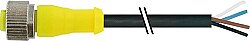 7030-12221-6340750 M12 female 0° A-cod. with cable AIDA PUR 4x0.34 bk UL/CSA+drag ch. 7.5m