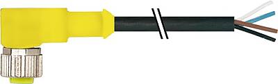 7030-12341-6340500 M12 female 90° A-cod. with cable AIDA PUR 4x0.34 bk UL/CSA+drag ch. 5m - 1