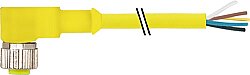 7030-12361-1260150 M12 female 90° A-cod. with cable AIDA PUR 5x0.34 ye UL/CSA+drag ch. 1.5m