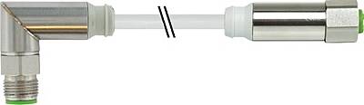 7044-40201-2140100 M12 Steel male 90° / M12 female 0° A-cod. PVC 4x0.34 gy UL/CSA 1m - 1