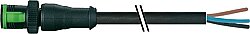 7050-12001-6131000 MQ12 male 0° A-cod. with cable PVC 3x0.34 bk UL/CSA 10m