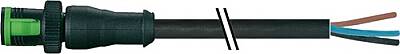 7050-12001-6330300 MQ12 male 0° A-cod. with cable PUR 3x0.34 bk UL/CSA+drag ch. 3m - 1