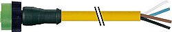 7050-12221-0340750 MQ12 female 0° A-cod. with cable PUR 4x0.34 ye UL/CSA+drag ch. 7.5m
