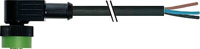 7050-12331-6330500 MQ12 female 90° A-cod. with cable PUR 3x0.34 bk UL/CSA+drag ch. 5m - 1