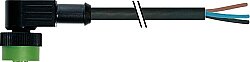 7050-12331-6331500 MQ12 female 90° A-cod. with cable PUR 3x0.34 bk UL/CSA+drag ch. 15m