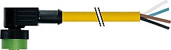 7050-12341-0340300 MQ12 female 90° A-cod. with cable PUR 4x0.34 ye UL/CSA+drag ch. 3m