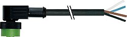 7050-12341-6141500 MQ12 female 90° A-cod. with cable PVC 4x0.34 bk UL/CSA 15m