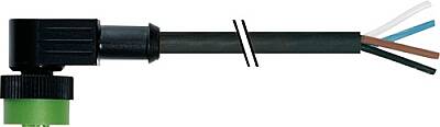 7050-12341-6144000 MQ12 female 90° A-cod. with cable PVC 4x0.34 bk UL/CSA 40m - 1