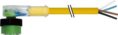 7050-12421-0140500 MQ12 female 90° A-cod. with cable LED PVC 4x0.34 ye UL/CSA 5m - 1