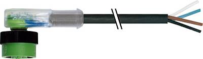 7050-12421-6141500 MQ12 female 90° A-cod. with cable LED PVC 4x0.34 bk UL/CSA 15m - 1