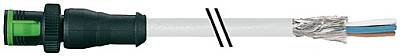 7050-13102-2410150 MQ12 male 0° A-cod. with cable PUR 4x0.34 shielded gy UL/CSA+drag ch. 1.5m - 1