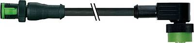 7050-40121-6340150 MQ12 male 0° / MQ12 female 90° A-cod. PUR 4x0.34 bk UL/CSA+drag ch. 1.5m - 1