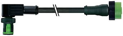 7050-40201-6340200 MQ12 male 90° / MQ12 female 0° A-cod. PUR 4x0.34 bk UL/CSA+drag ch. 2m - 1