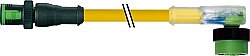 7050-40341-0340150 MQ12 male 0° / MQ12 female 90° A-cod. LED PUR 4x0.34 ye UL/CSA+drag ch. 1.5m