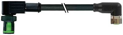 7050-40681-6300300 MQ12 male 90° / M8 female 90° A-cod. PUR 3x0.25 bk UL/CSA+drag ch. 3m - 1