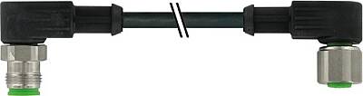 7072-40261-7370150 M12 Xtreme male 90° / M12 female 90° A-cod. PUR 4x0.5 bk UL/CSA+drag ch. 1.5m - 1