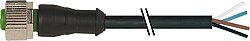 7080-12221-R032000 M12 female 0° A-cod. with cable RADOX EM 104 4x0.5 bk 20m