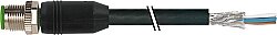 7080-13105-R660050 M12 male 0° A-cod. with cable RADOX EM 104 4x0.34 shielded bk 0.5m