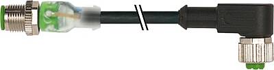 7356-40132-6540300 M12 male 0° LED / M12 female 90° PUR 4x0.34 bk UL/CSA+robot+drag chain 3m - 1