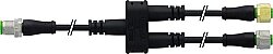 7356-X0017-6540060 T-coupler M12 M 0° / 2x M12 F 0° with cable PUR 4x0.34 bk UL/CSA+robot+drag chain 0.6m