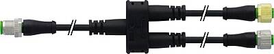 7356-X0017-6540060 T-coupler M12 M 0° / 2x M12 F 0° with cable PUR 4x0.34 bk UL/CSA+robot+drag chain 0.6m - 1