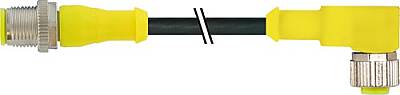 7357-40121-6540050 M12 male 0° / M12 female 90° AIDA PUR 4x0.34 bk UL/CSA+robot+drag chain 0.5m - 1