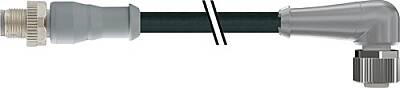 7358-40101-6530050 M12 male 0° / M12 female 90° IO-Link PUR 3x0.34 bk UL/CSA+robot+drag ch. 0.5m - 1