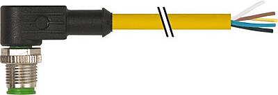 7700-12121-U050150 M12 male 90° A-cod. with cable TPE 5x22AWG ye UL/CSA. ITC/PLTC 1.5m - 1