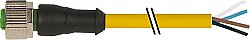 7700-12221-U041000 M12 female 0° A-cod. with cable TPE 4x22AWG ye UL/CSA. ITC/PLTC 10m