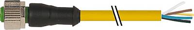 7700-12241-U050100 M12 female 0° A-cod. with cable TPE 5x22AWG ye UL/CSA. ITC/PLTC 1m - 1
