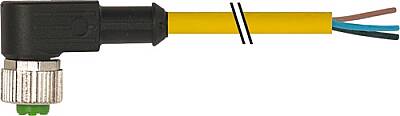 7700-12321-U030750 M12 female 90° A-cod. with cable TPE 3x22AWG ye UL/CSA. ITC/PLTC 7.5m - 1
