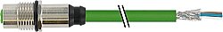 7700-14511-S7V0100 M12 female recept. D-cod. shielded rear TPE 22AWG SF/UTP CAT5e gn UL/CSA. ITC/PLTC 1m
