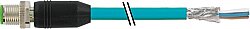 7700-14541-S4U2000 M12 male 0° D-cod. with cable shielded TPE 2x2x24AWG SF/UTP CAT5e bu UL/CSA. CM 20m