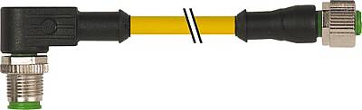 7700-40201-U040030 M12 male 90° / M12 female 0° A-cod. TPE 4x22AWG ye UL/CSA. ITC/PLTC 0.3m - 1