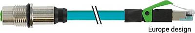 7700-44851-S4U1500 M12 fem. recept. D-cod. rear/RJ45 male 0° shielded TPE 2x2x24AWG SF/UTP CAT5e bu UL/CSA. CM 15m - 1
