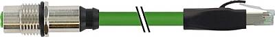 7700-44851-S7V0030 M12 fem. recept. D-cod. rear/RJ45 male 0° shielded TPE 22AWG SF/UTP CAT5e gn UL/CSA. ITC/PLTC 0.3m - 1